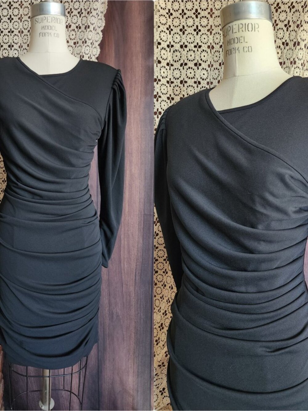 Anine Bing Alaia Dress, New With Tags, Sz M, Black Ruched Bodycon, Stretch, Shou